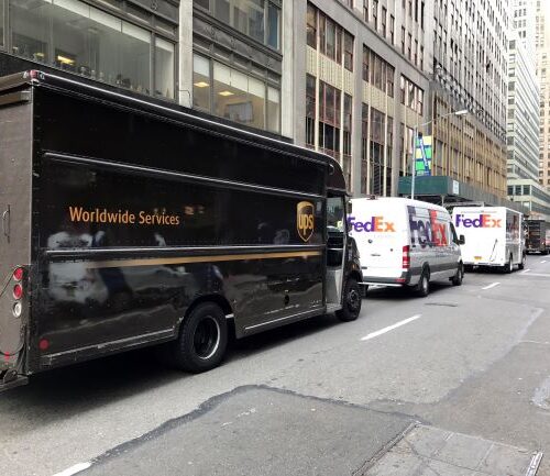 E-commerce: delivery trucks in New York