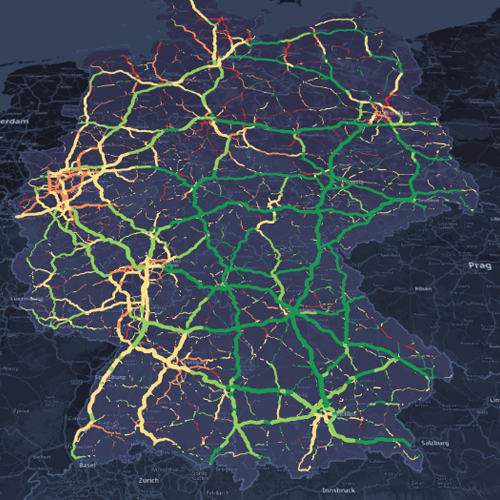Gli esperti di PTV hanno sviluppato la prima mappa nazionale del traffico tedesco durante la crisi coronavirus