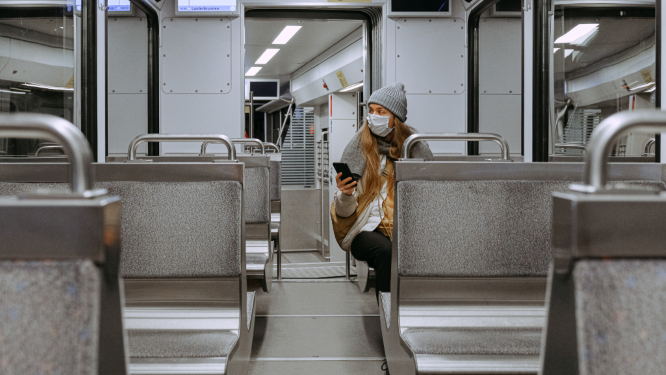 distancia social en el transporte publico