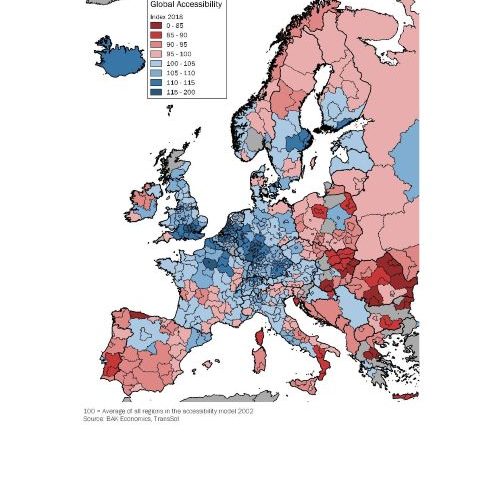 Accessibility index analysis of Europe, 2018