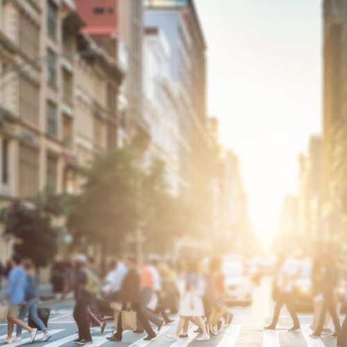 Pedestrians crossing a street