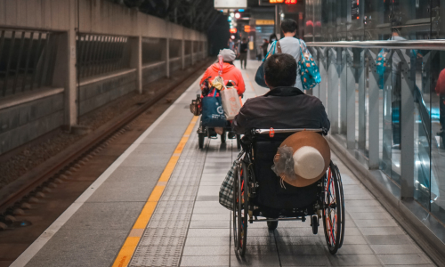 wheelchair at a train station