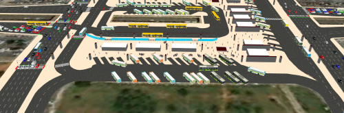 Screenshot from PTV Vissim model: Rodoviaria do Plano Piloto interface - East view