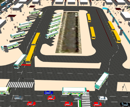 Screenshot from PTV Vissim model: Rodoviaria do Plano Piloto interface – South view