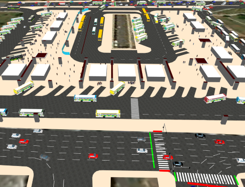 Screenshot from PTV Vissim model: Rodoviaria do Plano Piloto interface - North view