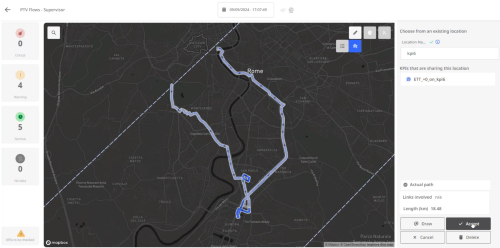 Check a single KPI on the map to see the differences between the old and new corridor shapes, and edit if necessary.