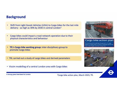Cargo bike traffic simulation - shift toward cargo bikes and network impacts (TfL, PTV Vissim)