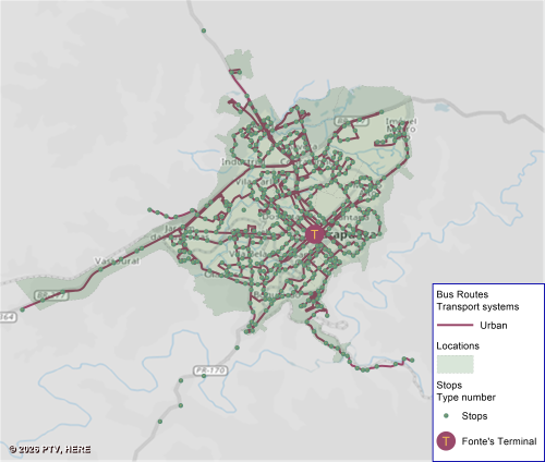PTV Visum bus network redesign - legacy single terminal map