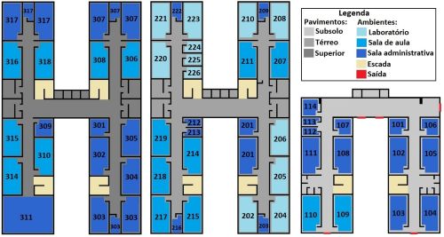 Floor plans modeled for building evacuation simulation in PTV Vissim/Viswalk