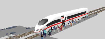 Citayam baseline scenario view (2023) in rail station crowd simulation