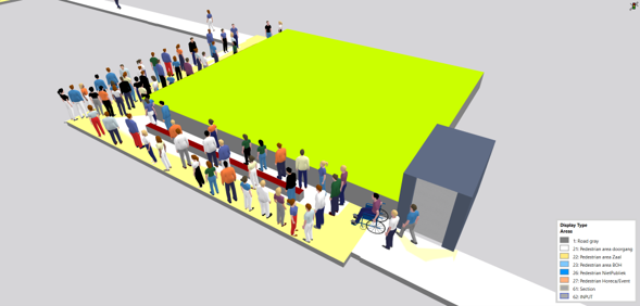 Event venue simulation showing wheelchair access constraint in PTV Viswa