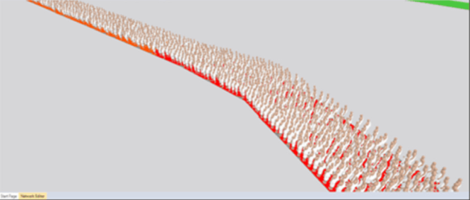 pedestrian simulation for major events, pedestrian microsimulation view in PTV Viswalk