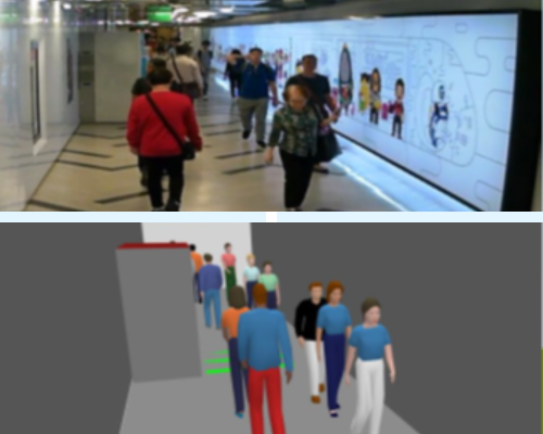 Comparison of observed passenger movement and pedestrian flow simulation results