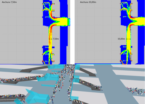 Multimodal station microsimulation actions, layout tweaks and footbridge