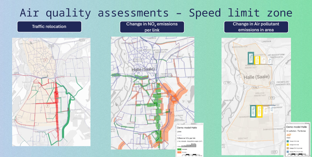 Maps showing rerouting and NOx impacts to assess side effects.
