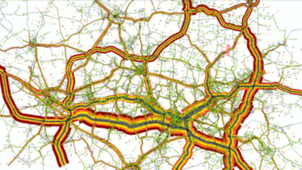 How to Map Urban Freight Emissions with PTV Visum ptv-blog_gzm-modeled-traffic-volumes