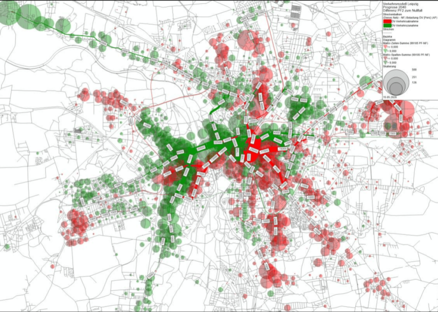 Evaluation of a transit network design scenario generated for Leipzig