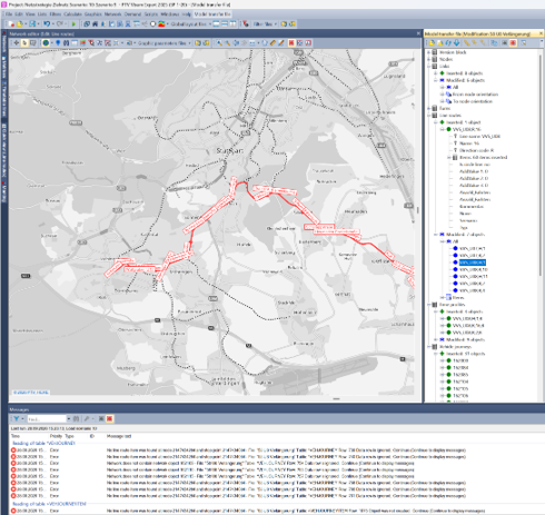 PTV Visum Scenario Management: Checking a modification that causes loading issues with another modification